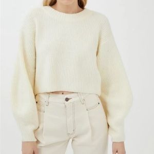 Urban Outfitter Semi Crop Knit Sweater Cream